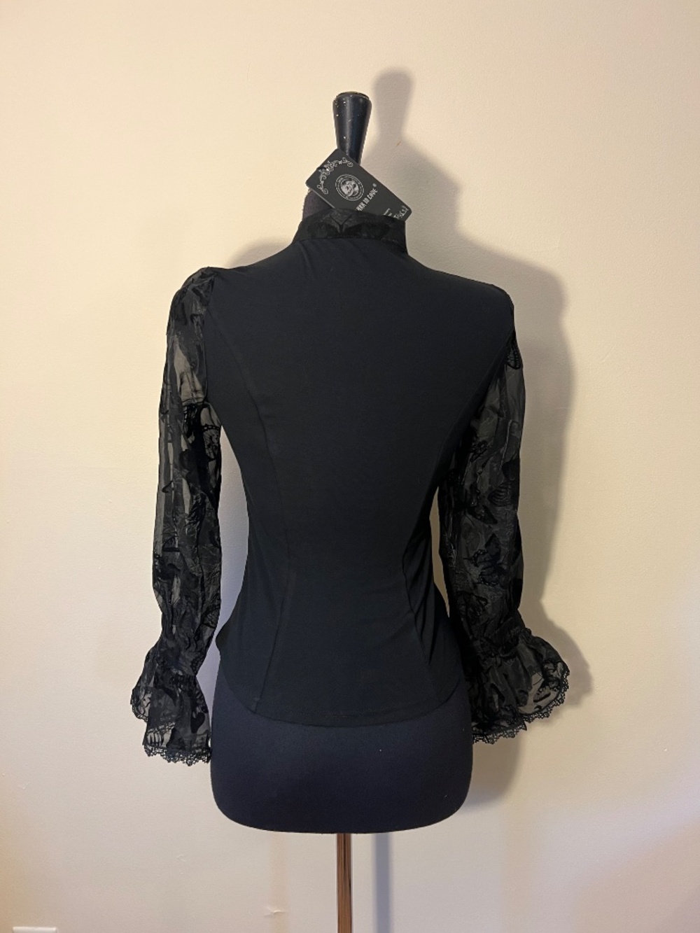 Dark in Love Gothic Victorian Butterfly Print Blouse - Picture 3 of 8